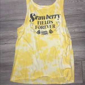 SOLD - Gently worn yellow strawberry fields forever tank